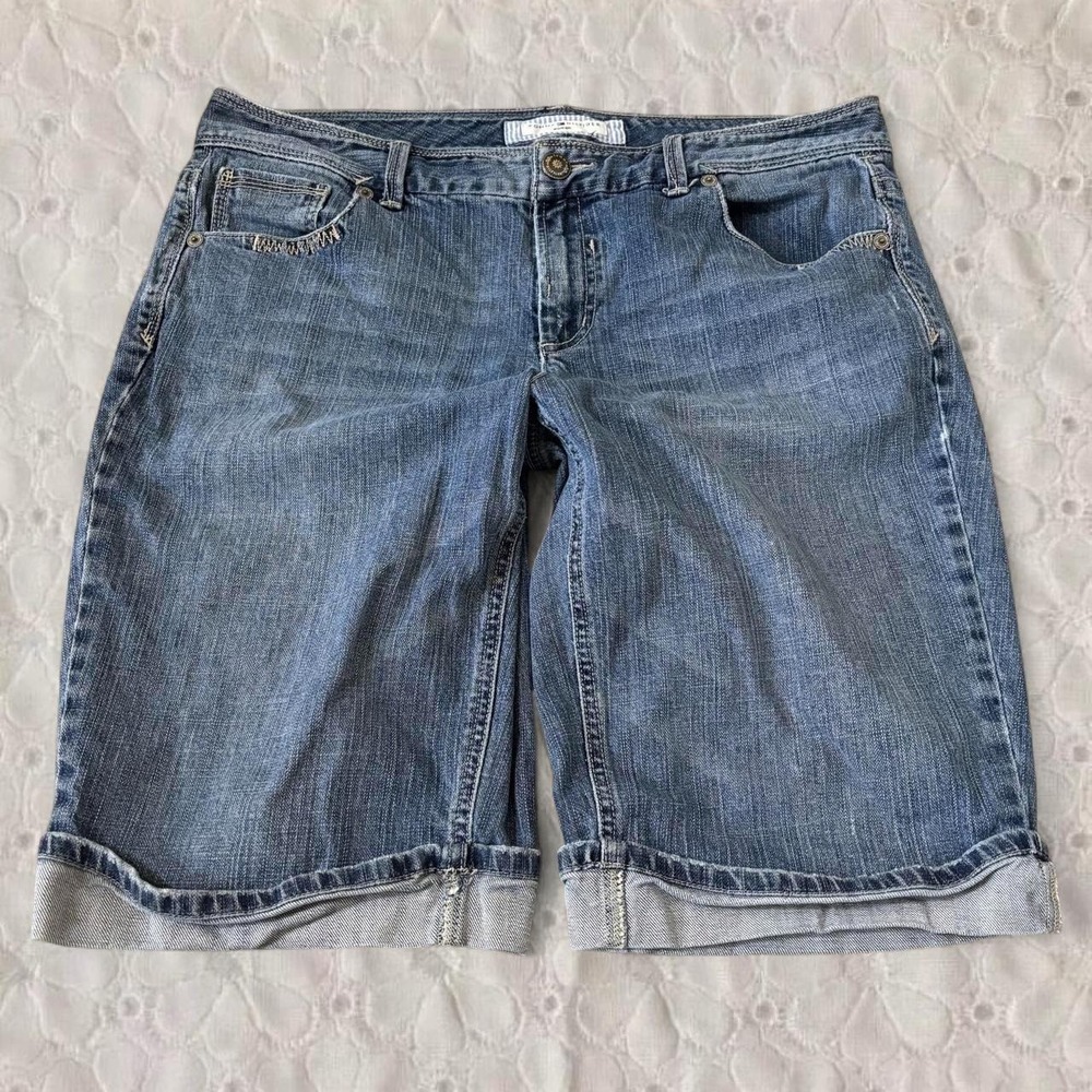Tommy Hilfiger Blue Denim Shorts Jorts Womens Size 16 Retro Streetwear